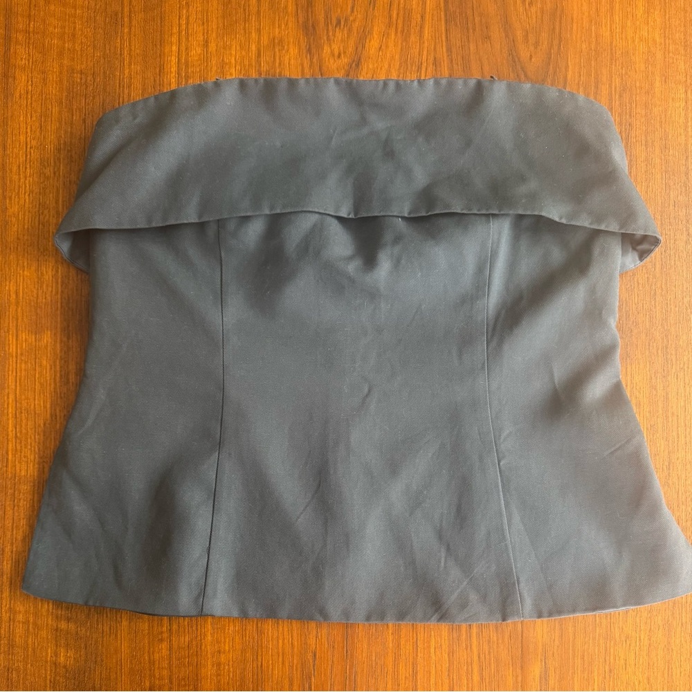 LOFT Versa Pure Spun Foldover Strapless Top in Cavernous Blue Size 4